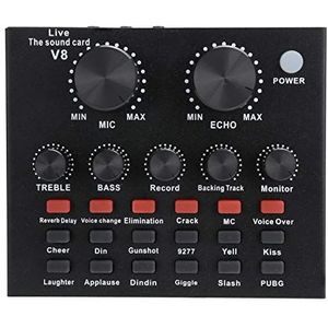 V8 Live-geluidskaart, Bluetooth Voice Changer Karaoke-geluidskaart voor mobiele telefoon/computer/headset