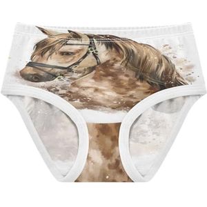 YOUJUNER Meisjes Ondergoed Bruin Paard Print Peuter Onderbroek Katoenen Broek Kleine Meisjes Slips Comfort Kids Onderbroek, Meerkleurig, 8 jaar
