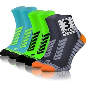 Sesto Senso Sportsokken Dames Heren Korte Sport Sokken Hardloopsokken 3-12 Paar Grafiet Grijs Turkoois 39-42 3 Pack Groen Mix