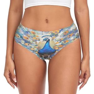 sawoinoa Pauwenveren Abstracte kunst onderbroek vrouwen middelhoge taille slip vrouwen comfortabel elastisch sexy ondergoed bikini broekje, Mode Pop, XS