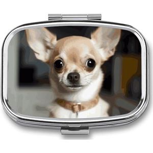 Leuke Chihuahua Pillendoos Pil Case Leuke Pil Organizer Pil Houder Geneeskunde Pil Organizer Pil Container Dagelijkse Pil Organizer Kleine Pillendoos Pil Case voor Portemonnee Pocket