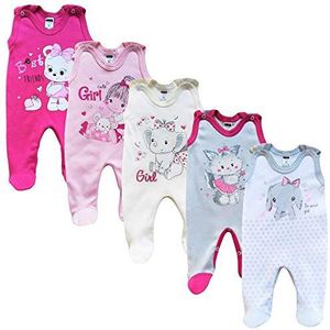 MEA BABY Uniseks babyrompertje met opdruk van 100% katoen in 5-pack. Babyrompertje voor meisjes babyrompertje voor jongens, meisjes 2, 86