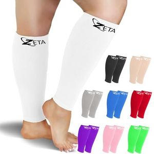 Zeta Sleeve XXL Wide Plus Size Kalf Compressie, Rustgevende Comfy Gradient Ondersteuning, Voorkomt Zwelling en Pijn, Oedeem en DVT, Grote Manchetten, Stretch tot 26 Inches, Unisex, voor Verpleegkundigen, Senioren, Vluchten (wit)