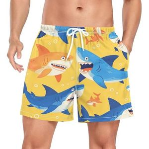 Niigeu Cartoon patroon Shark Fish mannen zwembroek shorts sneldrogend met zakken, Leuke mode, S