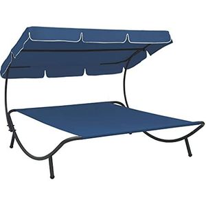 AJJHUUKI Tuinmeubilair Outdoor Lounge Bed met Canopy Blue Furniture