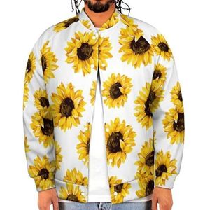 Zonnebloemen Grappige Mannen Baseball Jacket Gedrukt Jas Zachte Sweatshirt Voor Lente Herfst