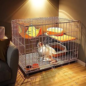 Kattenkooi indoor inklapbare metalen kitten frettenkooi doe-het-zelf huisdier kattenkennel behuizingen met deur, voor kitten kleine dieren (kleur: wit, maat: 70 x 50 x 60 cm)