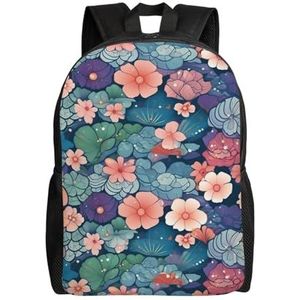 LHCVSFGW Reisrugzak Waterdichte Laptop Rugzak voor Mannen Vrouwen Casual Dagrugzak Weegschalen en Bloemen Patroon Business Werk Tas, Zwart, One Size, Reizen Rugzakken