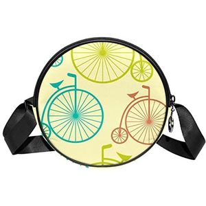 Ronde Crossbody Tas Messenger Purse voor Vrouwen grote wiel fiets, Meerkleurig, 6.7x6.7x2.3 in, Sling Rugzakken