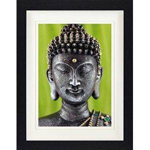 1art1 Boeddhisme Poster Buddha Statue, Green Ingelijste Foto Met Passepartout | Muur Foto's | In Een Fotolijstje 40x30 cm