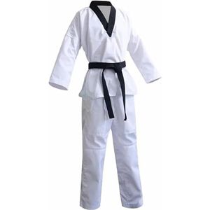 Taekwondo krijger kostuum Judo Karate Taekwondo Gi Wit Kort Lange Mouw Meerdere Maten Unisex(Long sleeve,XS-130CM)