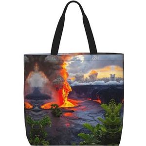 OdDdot I Love Alpacas Print Tote Bag Voor Vrouwen Opvouwbare Gym Tote Bag Grote Tote Tassen Vrouwen Handtas Voor Reizen Sport, Kilauea-vulkanen, Eén maat