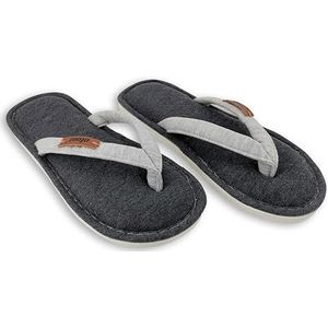 ofoot Dames Gezellige Katoenen Huis Slippers Thong Flip Flops Memory Foam Binnenzool Open Teen Indoor Slip On Schoenen, Carbon Grijs, 5.5/6.5 UK
