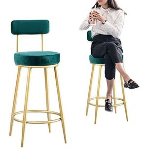 FZDZ Barhoogte 75 cm barkrukken set van 2 voor aanrecht industriële kruk fluweel gestoffeerde barkruk vaste hoogte hoge stoelen, 350 lbs beer capaciteit (kleur: groen)