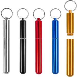 BetterJonny 5 stuks pillendoos, sleutelhanger, tandenstokerhouder, waterdichte pillendoos, capsule, tablettenbox voor outdoor, camping