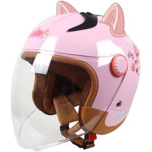 Kinderhelm Voor 4-13 Jaar, Kindermotorfiets Scooter Halve Helm, ATV Crossmotor Open Helm ECE Goedgekeurd F,48-56cm