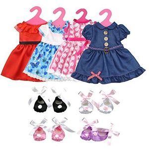 Lance Home Doll Kleding, 4 sets Party Dress Zomer Kleding Outfits Schoenen Voor 18 ""Amerikaanse Meisje (12 Sts), Willekeurige Kleur