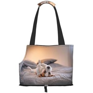 Leuke Kleine Hond Jack Russell Terrier, Zachte Zijde Reizen Huisdier Carrier Tote Handtas Draagbare Kleine Huisdier Carrier Schoudertas