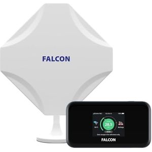 Falcon EVO LTE-router, mobiele 5G, mobiel breedbandinternet, 5G-compatibele MiMo-raamantenne voor campers en caravans, met 1800 Mbps mobiele CAT22 WiFi-router, draagbare wifi wifi booster