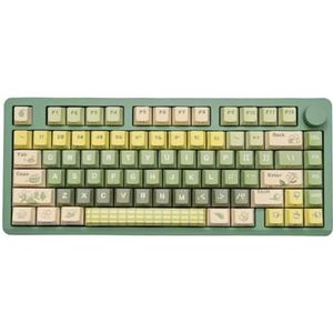 QPSJXN 130 PBT-keycapset Profiel-Side Eguaved Thema Mechanische Toetsenborden (Jasmijn Tea)