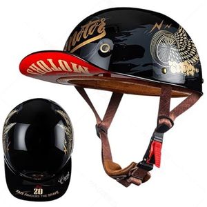 Motorfiets Half Helm Baseball Cap ECE Gecertificeerd Open Gezicht Helm Retro Extended Brim Quick Release Gesp Voor Volwassen Mannen Vrouwen M~2XL 57-64CM
