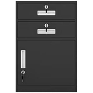 Archiefkast onder bureau Metalen archiefkast met slot, 2 lades en 1 kast Archiefkast voor A4-formaat brievendocumenten (zwart)