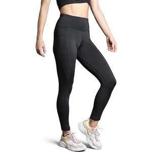 DANISH ENDURANCE Sportlegging voor Dames met Zakken, Stretchy Gymlegging met Hoge Taille, Comfortabel, Zwart, XS