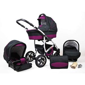 Kinderwagen 3in1 2in1 Set Isofix Buggy Autostoeltje NEW-L-Go by SaintBaby black & purple 3in1 (inclusief autostoeltje)