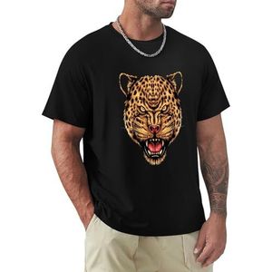 Mannen T-shirt Dier Luipaard Korte Mouwen T-shirt Ronde Hals T-Shirt voor Mannen, Dierlijke Luipaard 1, 3XL