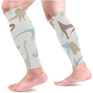 EZIOLY Dinosaur Sport Kalf Compressie Mouwen Been Compressie Sokken Kalf Guard voor hardlopen, Fietsen, Moederschap, Reizen, Verpleegkundigen