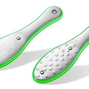MR.GREEN Professionele Roestvrijstalen Voetvijl Voor Harde Huid en Eeltvoetvijl, Dubbelzijdige Pedicure Voetverzorging Tool Voetschraper (Groen)