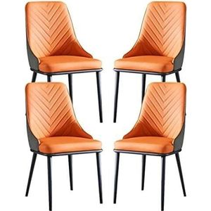 EdNey Grijze eetkamerstoelen, eetkamerstoelen set van 4, lederen woonkamer zijstoel slaapkamer huwelijk kamer balkon bank stoel kaptafel make-up stoel, kaptafel stoel (kleur: oranje)