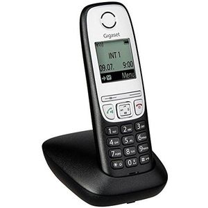Gigaset A415, draadloze telefoon DECT, handsfree-functie, sneltoetsen, eenvoudige bediening, telefoonboek met 100 notities, contrastrijk grafisch display en eenvoudige bediening, zwart
