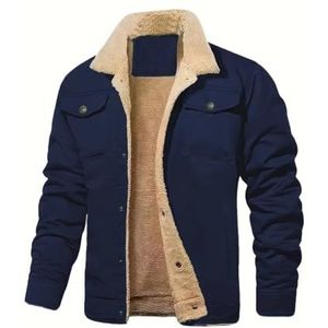 Stijlvolle klassieke winterjas voor heren met reverskraag - warme en modieuze herenbovenkleding, Blauw, XL