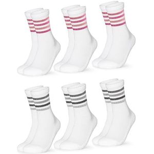 Occulto - Steffi - Tennissokken - Roze Grijs Glitter - Pak van 6