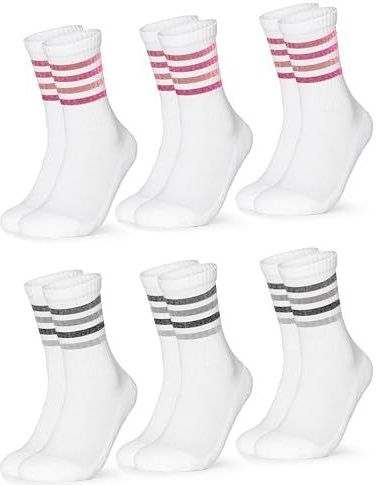 Occulto - Steffi - Tennissokken - Roze Grijs Glitter - Pak van 6