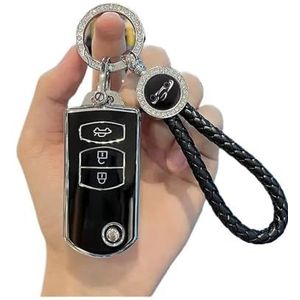 Autosleutel beschermhoes 2 3 Knoppen Zachte TPU Sleutelhouder Voor 2 3 5 6 CX7 CX9 RX8 MX5 MPV Voor Demio Auto Flip Key Cover Case Shell Fob Sleutelhanger Protector Sleutel Shell(3 BTN Black Set 3)