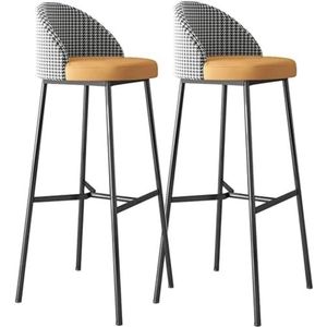 Barkrukken Barstoel Set Van 2 Barkruk Lederen Kussens En Metalen Voet Barstoel Comfortabele Hoge Krukken Antislip Design Barkruk Bistrokruk(A,Sitting height 75CM)