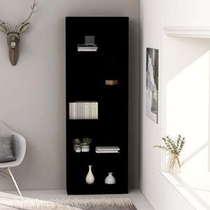 AUUIJKJF Boekenkast met 5 niveaus, zwart, 60x24x175 cm, houten meubelen