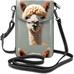 Alpaca Avatar Lederen Cross Body Flip Telefoon Tas Met Afneembare Schouderbanden, Gebruikt Voor Reizen, Dating, Vakantie Geschenken, Zwart, Eén maat