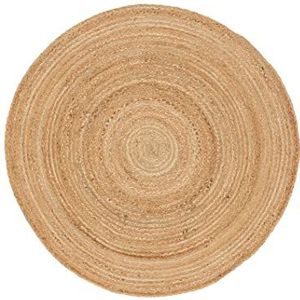 carpetfine Jute Vloerkleed Nele rond Beige Ø 120 cm | Modern tapijt voor woonkamer en slaapkamer