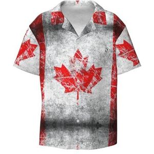 OdDdot Retro Canada Vlag Print Heren Button Down Shirt Korte Mouw Casual Shirt Voor Mannen Zomer Business Casual Jurk Shirt, Zwart, S