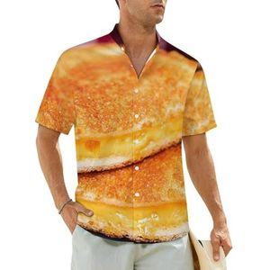 Gegrilde kaas sandwich herenoverhemden korte mouwen strandshirt Hawaiiaans shirt casual zomer T-shirt 3XL