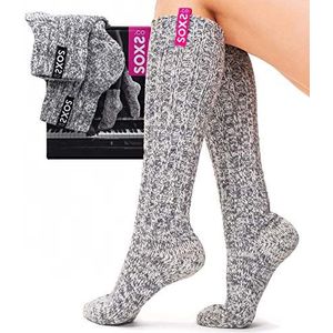 SOXS - SOX3110 - Wollen Sokken - Grijs - Kniehoogte