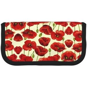 gopoo Rode bloem. Leuke Canvas Potlood Pouch - Georganiseerde Opslag voor Reizen & Dagelijks Gebruik Etui, Make-up Pouch