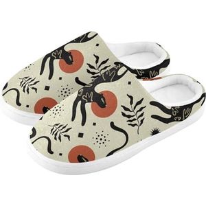 YOUJUNER Pantoffels van traagschuim voor dames, etnische boho luipaardprint, huispantoffels, zacht, warm, gezellig, instappers, huisschoenen, pantoffels voor dames en heren, Meerkleurig, 9/10 UK Men/