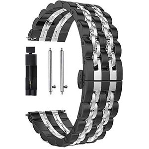 ENICEN Roestvrijstalen polsbandje geschikt for Samsung Galaxy Watch 3 Lte 4 1mm 45mm band armband pasvorm for versnellingsport / S2 S3 42mm 46mm 20mm 22mm bands (Color : Black silver, Size : Galaxy