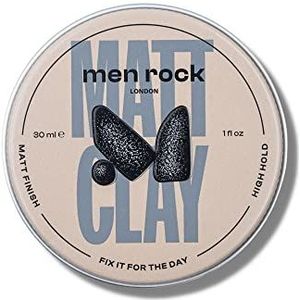 Men Rock Matt Clay with High Hold and Matt Finish for Thicker and Fuller Looking Hairstyles, Nourishes and Conditions Hair, Enriched with Cocoa Butter, Sunflower and Almond Oils 30ml