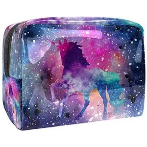 Make-uptas PVC toilettas met ritssluiting waterdichte cosmetische tas met Galaxy Unicorn sterrenhemel voor dames en meisjes