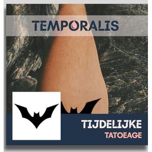 Vleermuis tattoo – Temporalis® | Tijdelijke tatoeages voor vrouwen & mannen – Nep tattoo vegan & waterbestendig – EU-cosmetica – Blijft 1-2 weken [ Tatoeage Vleermuis ]